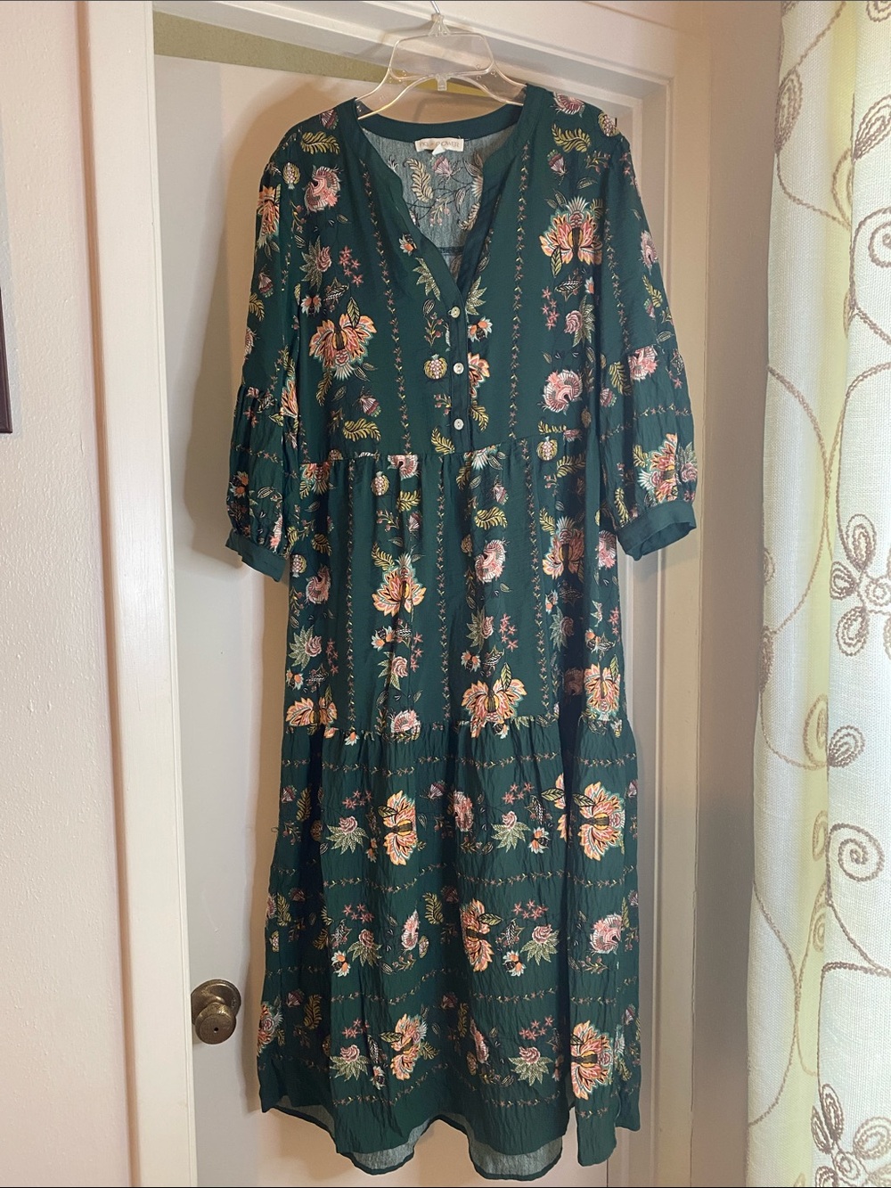 fig and flower Emerald Green Floral Maxi Dress
